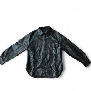 Pull&Bear Black Faux Leather Shirt